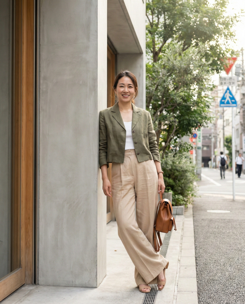Cropped Jacket with High-Waist Pants