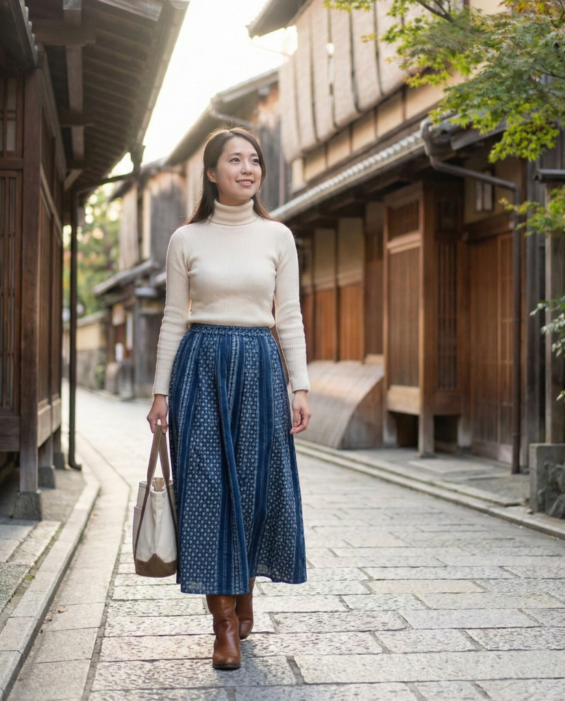  Maxi Skirt with Fitted Turtleneck