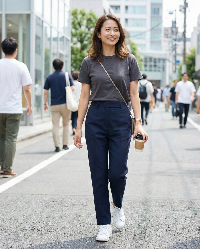 Casual Tee with Tailored Trousers