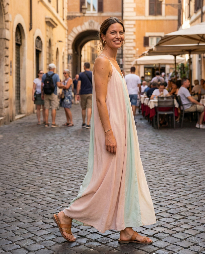 Flowy Maxi Dress with Sandals