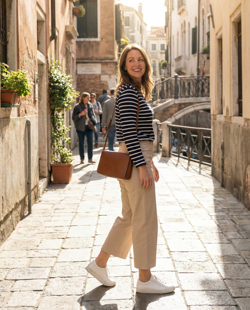 Striped Top with Cropped Pants
