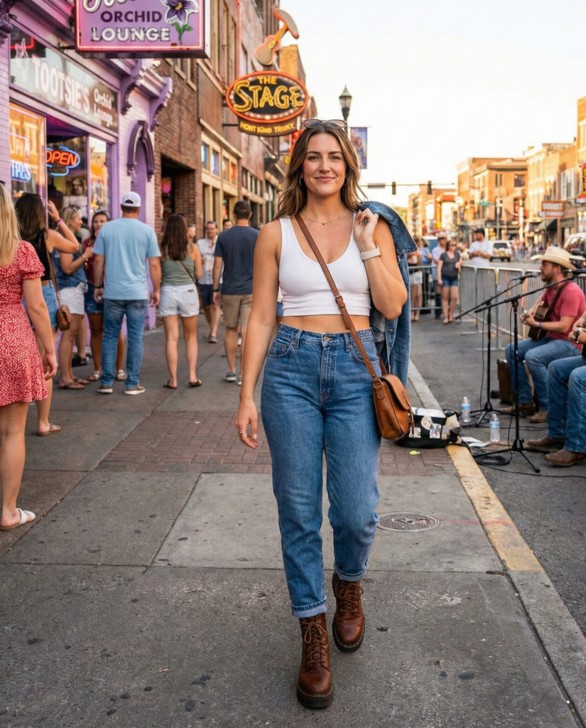  Crop Top with High-Waisted Jeans