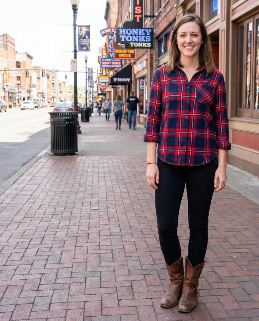 Plaid Shirt with Black Skinny Jeans