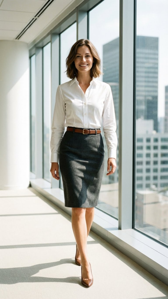 Button-Down Shirt + Pencil Skirt