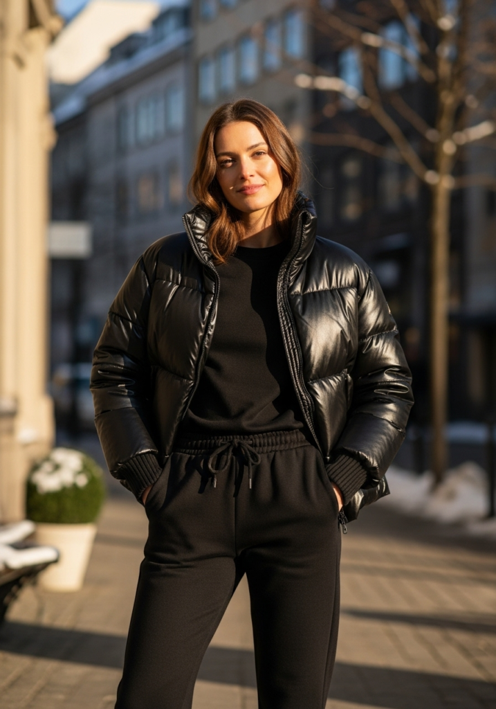 Black Sweatpants + Puffer Coat
