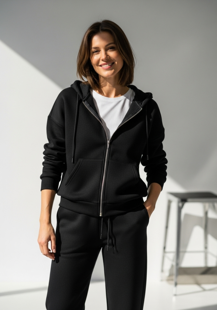 Black Sweatpants + Zip-Up Hoodie