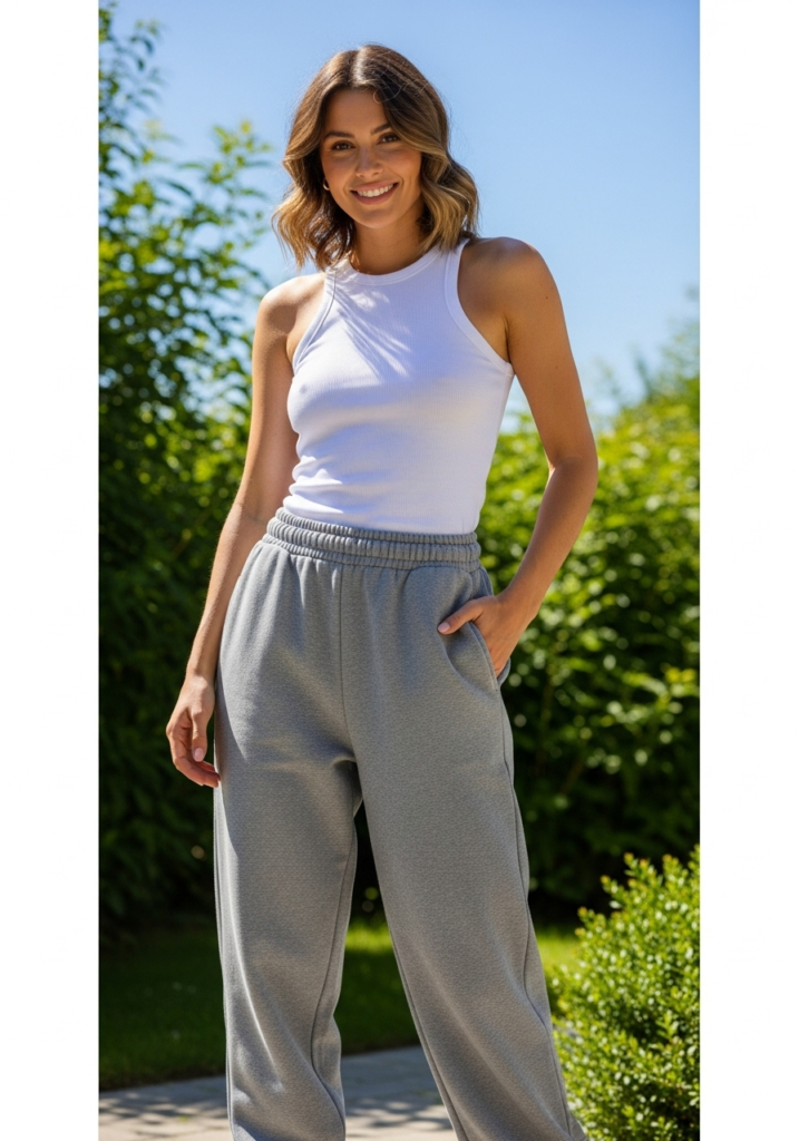Baggy Sweatpants + Fitted White Tank