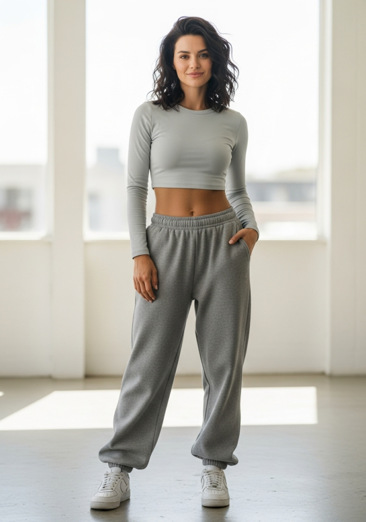 Baggy Gray Sweatpants + Crop Top