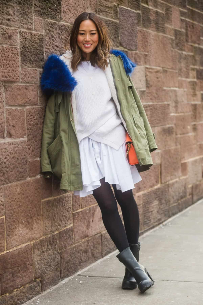 Layered Whites with Vibrant Parka