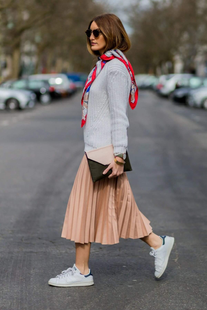 Cozy Sweater and Pleated Skirt Combo