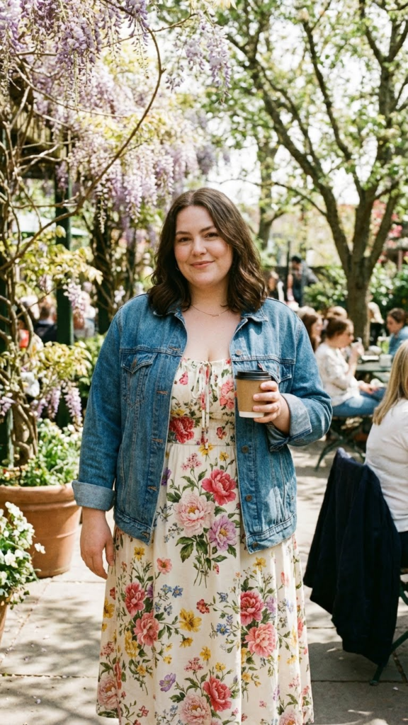 Floral Midi Dress + Denim Jacket