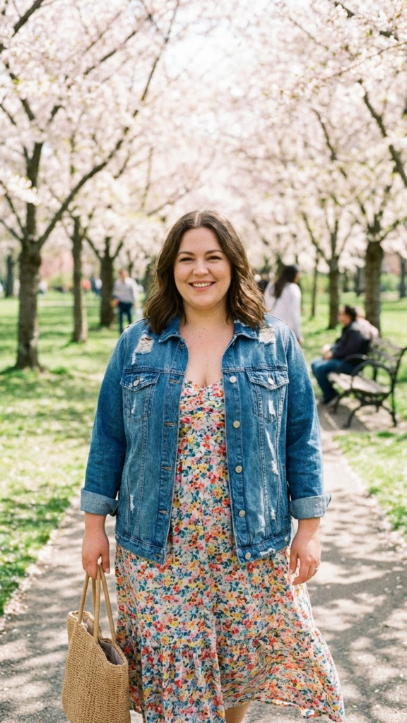  Denim Jacket + Printed Sundress