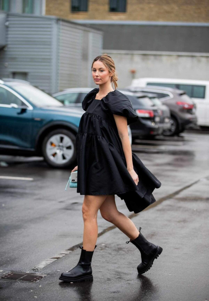 Voluminous LBD with Combat Boots