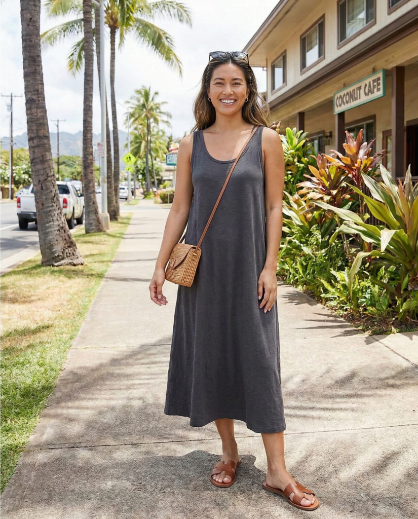 Tank Dress with Slide Sandals