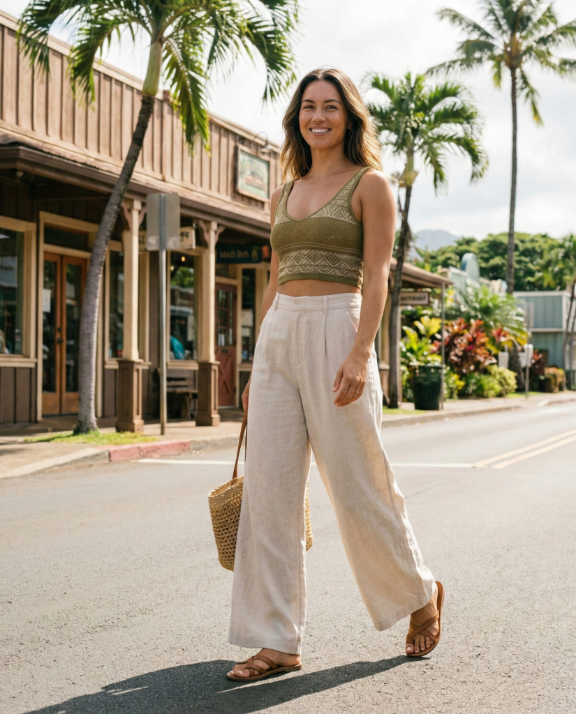Wide-Leg Pants with Crop Top
