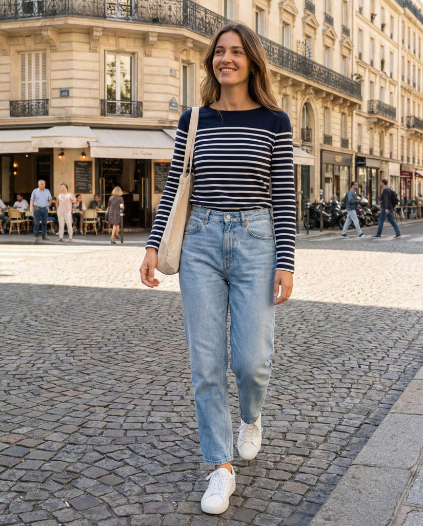 Breton Stripe Top with Denim