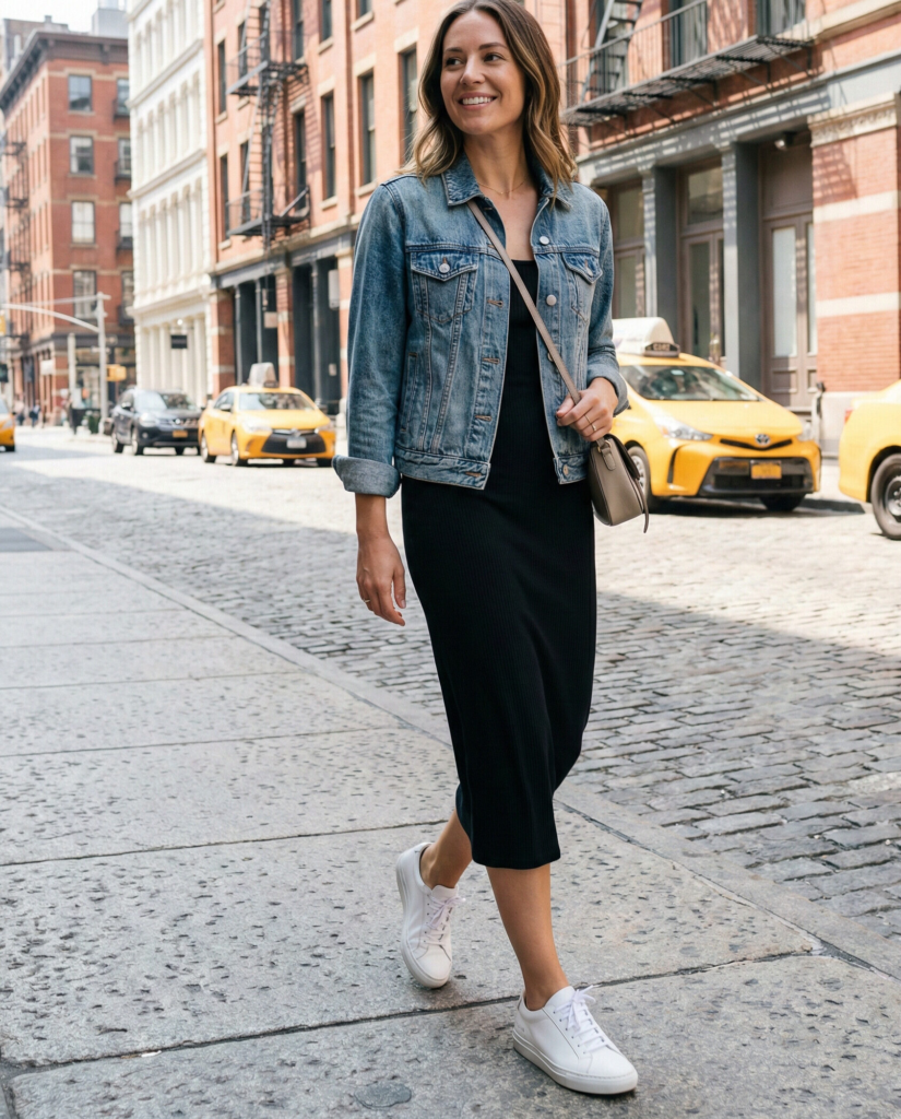 Denim Jacket over Tank Dress