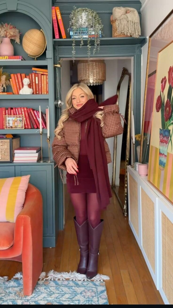 Burgundy Layers with Gingham and Boots