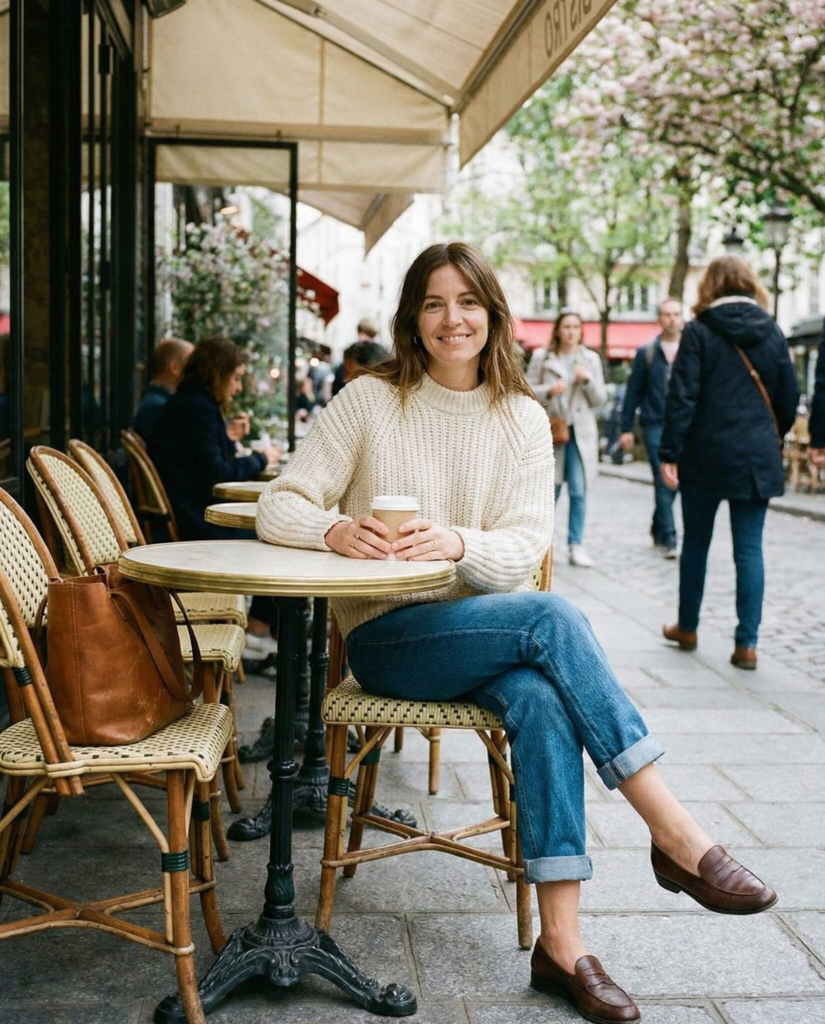 White Tee + Straight-Leg Jeans