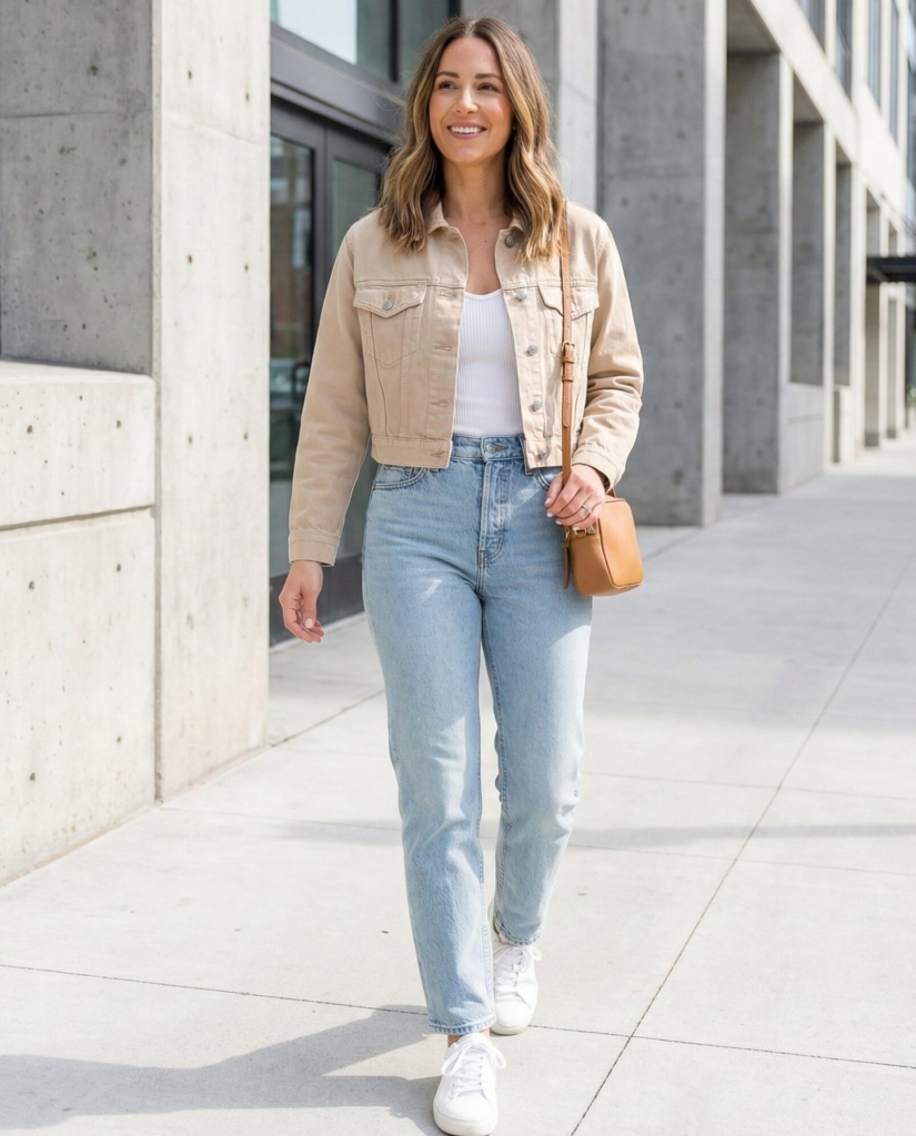 Cropped Jacket + High-Waisted Jeans