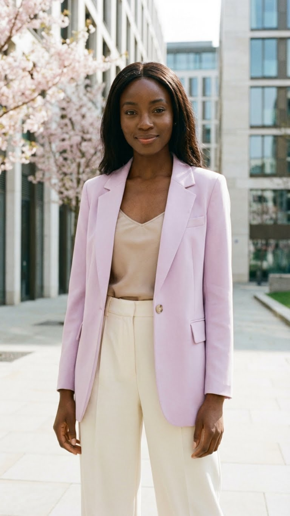 Pastel Blazer + Neutral Base Outfit