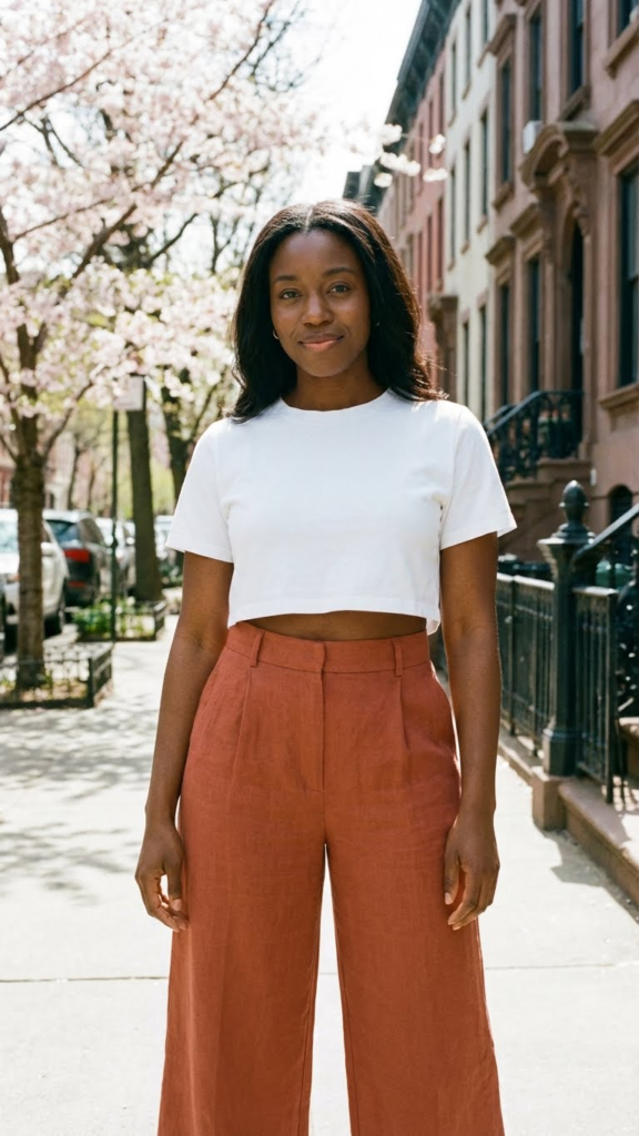 Crop Top + High-Waisted Wide-Leg Pants