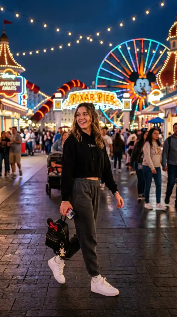 Cropped Hoodie with Joggers and Sneakers