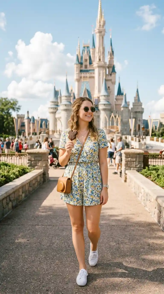 Flowy Romper with Comfortable Sneakers