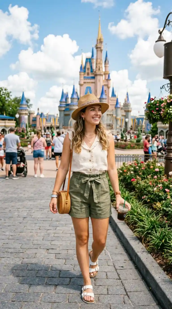 Sleeveless Blouse with Paperbag Shorts