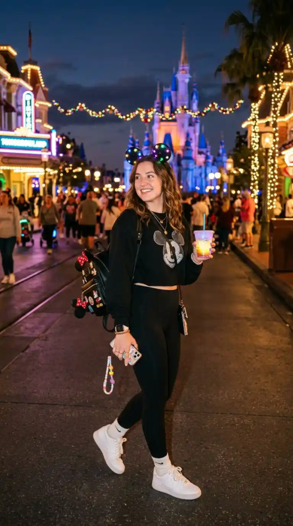 Cropped Sweatshirt with Leggings and Sneakers