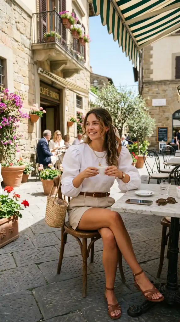 Puff Sleeve Blouse with Tailored Shorts
