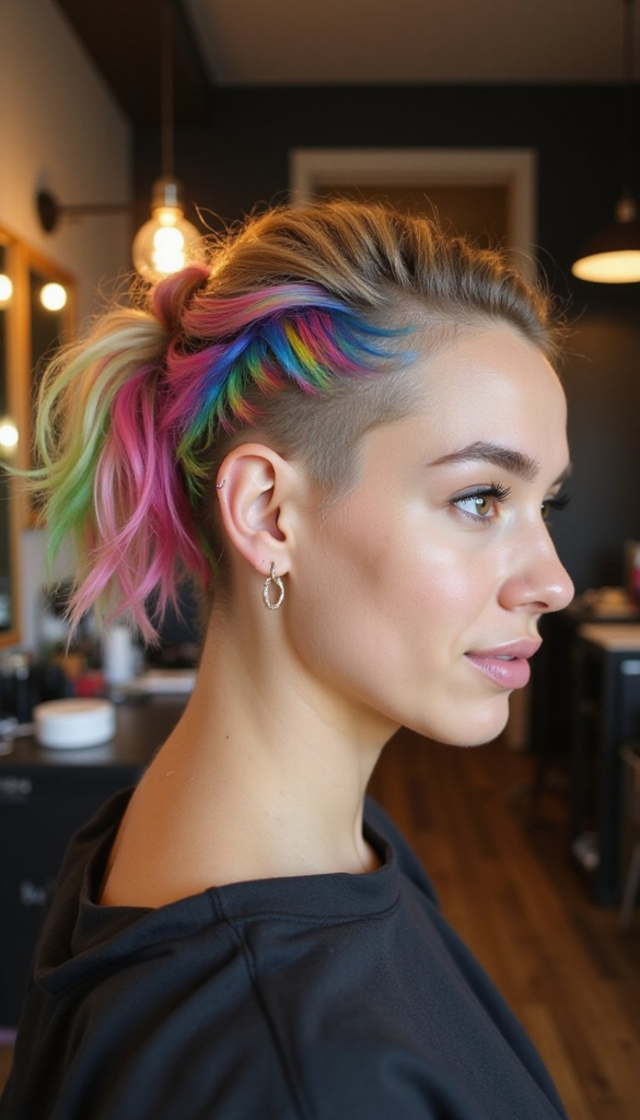 Undercut Rainbow Streaks For Edgy Pops Of Color