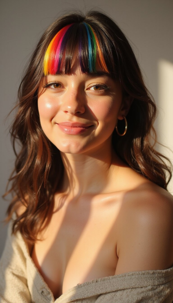 Faux Rainbow Bangs Without Cutting Your Hair