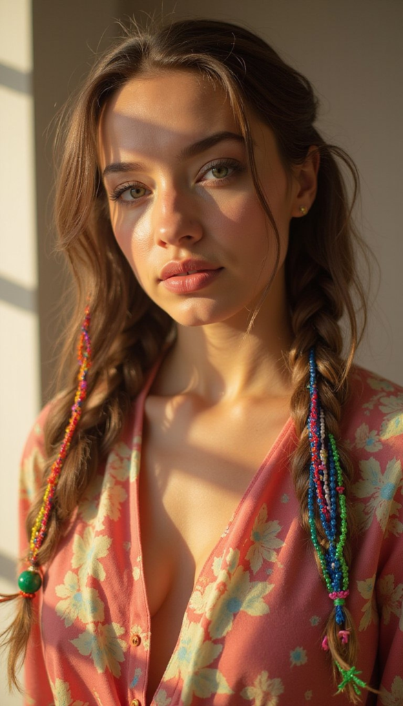 Beaded Rainbow Braids With Tiny Color Accents