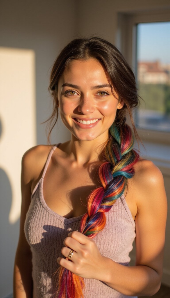 Layered Rainbow Fishtail For Colorful Movement
