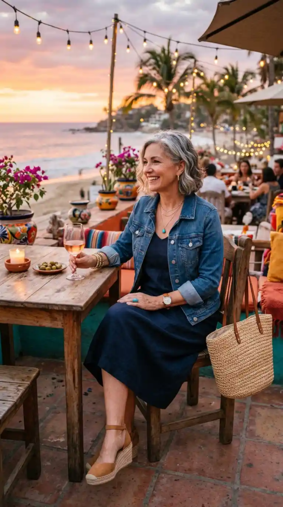 Relaxed Tank Dress with Denim Jacket