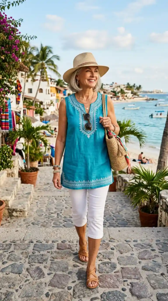 Sleeveless Tunic with Capri Pants