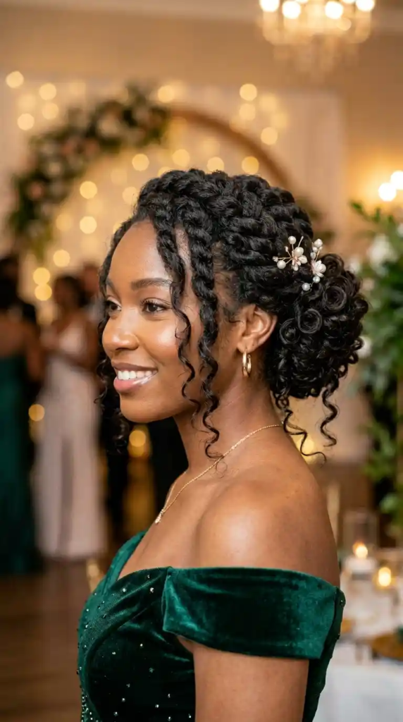 Loose Braided Updo with Curls