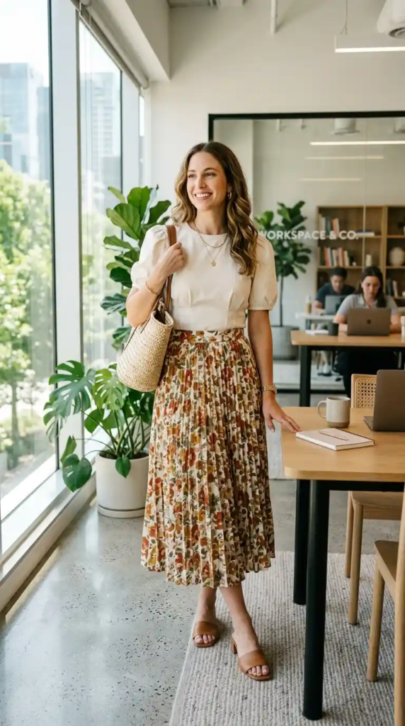 Flowy Midi Skirt with Structured Top