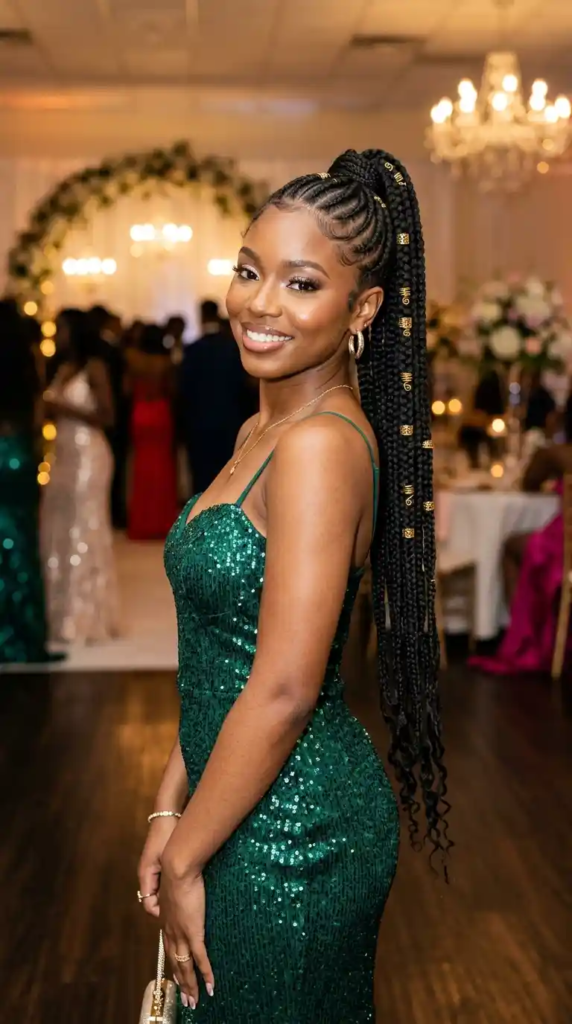 Long Braided Ponytail with Cuffs
