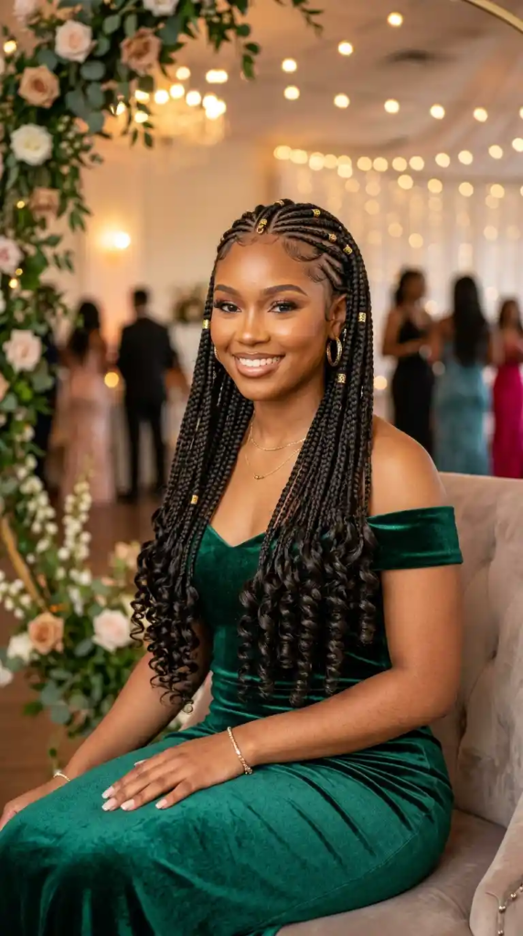 Fulani Braids with Curled Ends