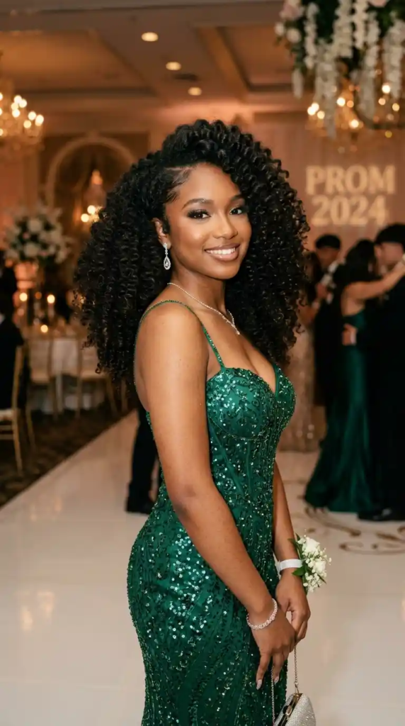 Voluminous Side-Part Afro Curls