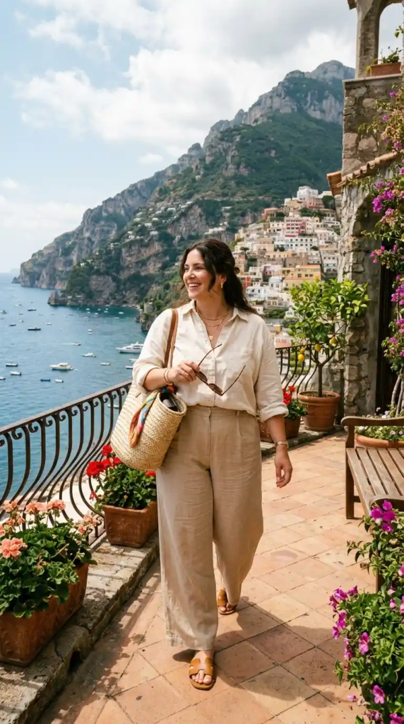 Linen Shirt with Wide-Leg Pants
