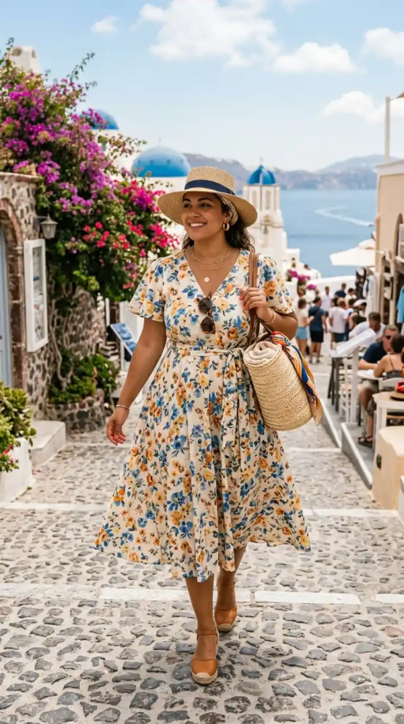 A-Line Midi Dress with Flats