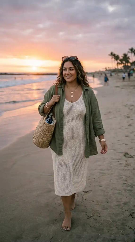 Soft Knit Dress with Lightweight Layer