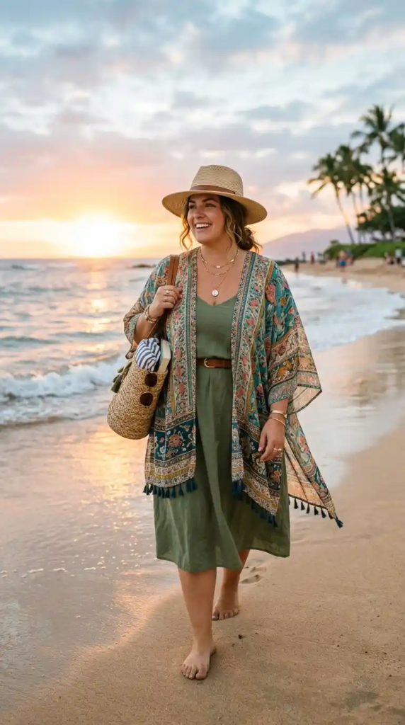 Flowy Kimono with Basic Dress