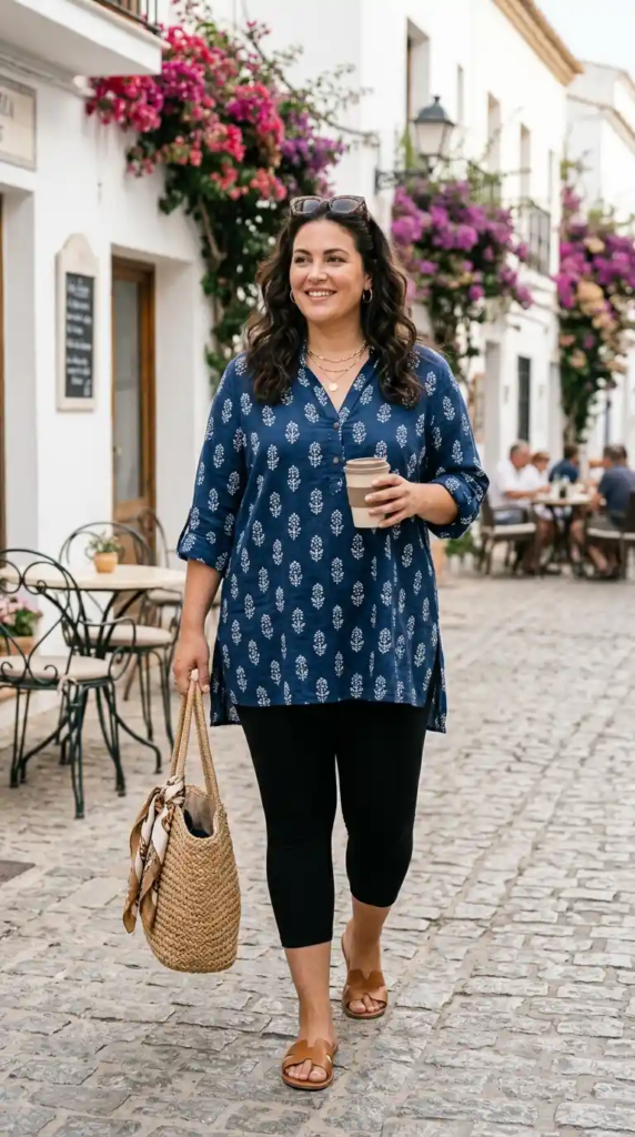 Relaxed Shirt Tunic with Leggings