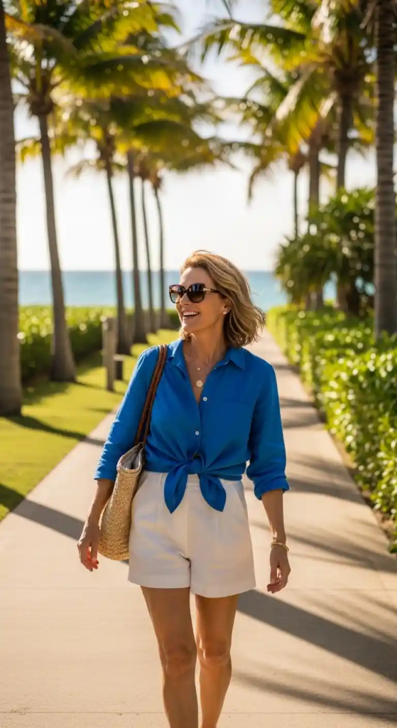 Lightweight Button Shirt with Tailored Shorts
