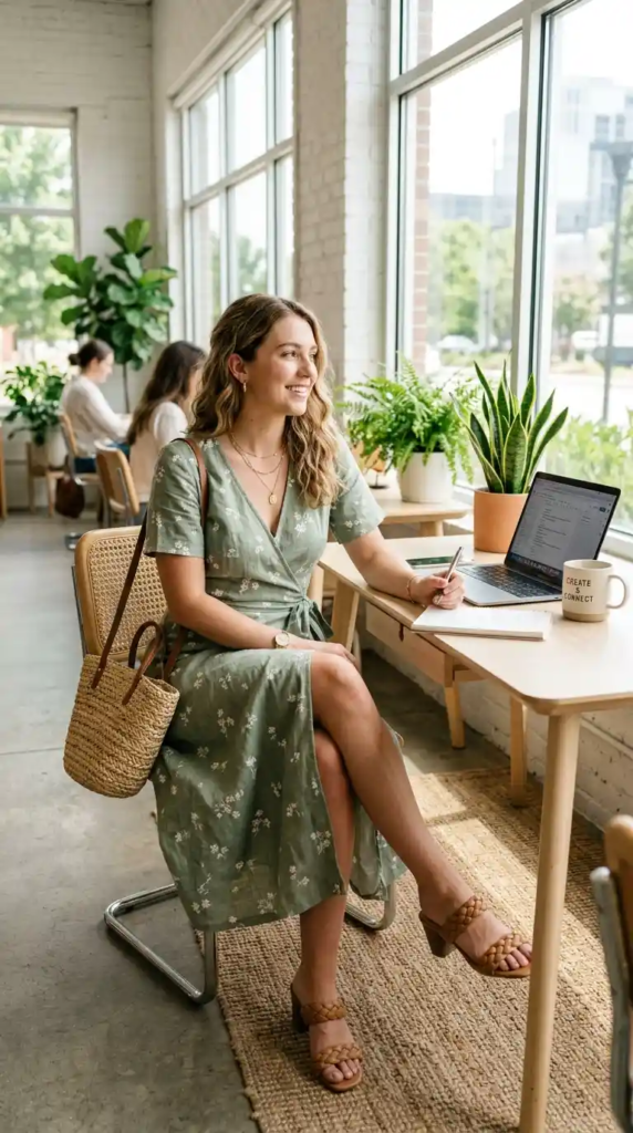 Wrap Dress with Minimal Accessories