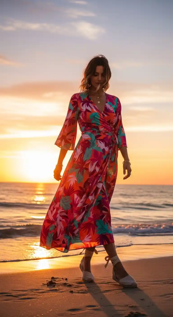 Cotton Wrap Dress with Espadrilles